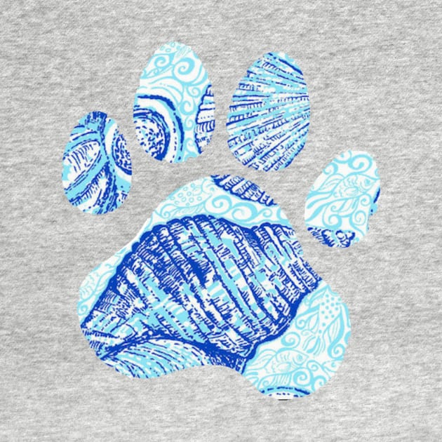 Blue Seashell Paw Print by annmariestowe